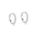 S925 sterling silver hoop earring variant in silver with pavé crystals and pendant ring - 925 Silver / Silver White Rhinestone