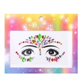 Multi-colored rhinestone face jewels in floral eyebrow pattern for kids performance - Style DE-9-2 / Colorful