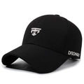 Gorra de béisbol de algodón negro estructurado con bordado plateado y texto lateral - Ajustable / Negro