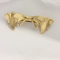 Exquisite gold metal bow hair clip with wavy texture and matte finish for women - Fineline Double Bow Gold