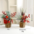 Mini PE artificial Christmas tree in wood barrel base with red berries and pine cones - Combo Set 2 (Ball + Flower)