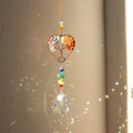 Tree of Life heart crystal suncatcher with colorful stones and teardrop pendant - Colorful Stone Heart