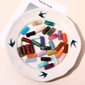 Colorful marble pattern acrylic cylinder beads on a decorative plate for DIY jewelry making - 8x20mm / Random Mixed Colors