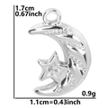 Detalle del colgante de luna y estrella de plata pulida con un pequeño cristal incrustado - Colgante de Luna y Estrella / Color Acero
