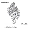 Spilla vintage floreale in argento con cristallo a goccia e dettagli di misura - Base Argento Bianco