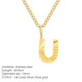 Gold-colored stainless steel necklace with a textured letter U pendant for women - Letter U / 10mm Pendant / Gold