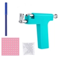 Detail view of professional stainless steel ear piercing gun set with studs and marker - Green Ear Gun Kit (Includes 98 Studs + Ear Plugs) / Green