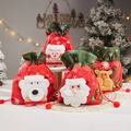 Christmas gift bags set featuring 3D Santa, snowman, and reindeer drawstring designs - Set of 4 J30 J31 J32 J33 Bag