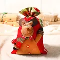 Christmas gift bag with 3D plush elk design in red and green colors, size 26x41cm - Reindeer Gift Bag (Small)