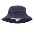 Navy blue kids sun hat with wide brim and breathable mesh lining for beach outdoor use - Navy Blue