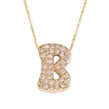 Golden necklace featuring a letter B pendant with micro-paved cubic zirconia stones - Letter B / Gold