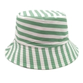 Women's reversible green and white striped bucket hat for summer sun protection - M (56-58cm) / Green
