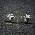 Silver heartbeat pulse with heart stainless steel stud earrings for Valentine's Day - Heart Beat / Steel