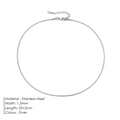 Einfache silberne minimalistische Edelstahl-Rundschlangenkette Halskette 1,5 mm Breite - 1.5mm x 35+3cm / Silber