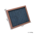 Walnut wood jewelry display tray with navy blue velvet slots for rings and earrings - Walnut/Navy Blue