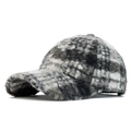 Winter baseball cap in grey plaid bouclé fabric with a warm plush texture - Adjustable / Grey Plaid