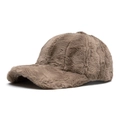 Plush faux rabbit fur baseball cap in brown winter style with thick thermal texture - Adjustable / Tan