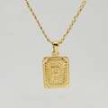 Collier en acier inoxydable plaqué or 18K avec pendentif rectangulaire lettre P - Lettre P Dorée (Avec Chaîne)