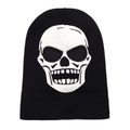 Black knit beanie for men featuring a white skull print with mesh eye details - M(54-60cm) / Black 2# (Cartoon Skull)