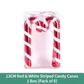 Pack of 6 red and white striped Christmas candy cane ornaments with glitter finish 13cm - Style B Small Candy Canes 1 Box (6 Pcs) 13CM