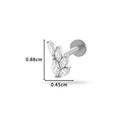 Silver stainless steel labret stud with crystal flower cluster 0.88cm x 0.45cm - Leaf/Flower Cluster Design (0166-9#) / Silver