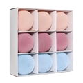 Set of nine 8cm flocked Independence Day Christmas balls in pink and blue tones - Style 5 (Light Pink/Dark Pink/Light Blue)
