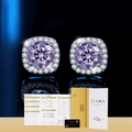 Orecchini a lobo in argento 925 con moissanite viola e certificazione ufficiale GRA inclusa - Argento 925 / Orecchini moissanite viola da 50 punti