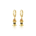 Gold princess doll hoop earrings with colorful zircon stones in a vibrant minimalist style - Colorful Gemstone Doll (Style 16)