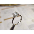 Elegant silver-tone 1 carat solitaire ring featuring a brilliant 6-prong clear gemstone - Njz-50 [one Carat] / Adjustable Open