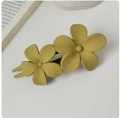 Matte mustard yellow double flower hair clip hair claw for women elegant hair accessory - Mustard Yellow