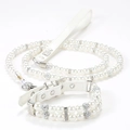 Elegant double-row pearl pet collar and matching leash set with rhinestone accents - Collar XS (1.5*27cm) / White