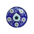 Blue glass evil eye pendant with daisy and scroll patterns for DIY jewelry making - Style 12