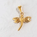 Detailed view of a dragonfly-shaped animal pendant with 24K gold-plated metallic finish - Dragonfly 1 / Gold
