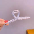 Elegante molletta per capelli bianca con trama a bambù per acconciature donna - Molletta a Bambù Cava Argento