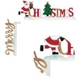 Decorazione natalizia in legno per telaio porta con Babbo Natale e alberello - Lato Sinistro Stile C Babbo Natale Scritta