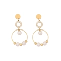 Elegant gold earrings with sparkling diamonds and pearls displayed on white background - Round