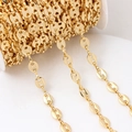 Macro shot of 18K gold-plated pig nose link chain for DIY jewelry making and bracelets - 7*9mm / 18K Gold