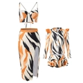 Matching family swimwear set with tiger print bikini and long-sleeve kids swimsuit - J241801 / 104