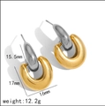 Tweekleurige geometrische U-vormige oorbellen met 18k goud en zilver voor dames - Zilver en Goud Tweekleurige Stijl (TE60012-2)