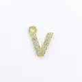 Golden micro-paved letter V pendant with sparkling zircons for jewelry making - Letter V / Gold