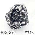 Anillo vintage de acero con relieve de figura y águila, tamaño 40x40mm y peso de 35g - Estilo Águila Con Figura Con Capucha(KP130523-TGX)