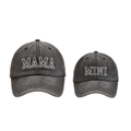 Set di cappellini da baseball MAMA MINI grigio scuro ricamati per genitore e figlio - Cappello Ricamato MAMA Singolo (Adulto) / Nero