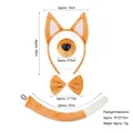 Orange blue puppy ears headband set with bowtie and tail for Halloween cosplay - Yellow Brown Shepherd Dog 4-Piece Costume Set (Headband/Nose/Bowtie/Tail)
