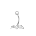 Piercing per ombelico argentato con bilanciere curvo e ciondolo a farfalla in zircone lucido - Stile Ala K-962 / Argento