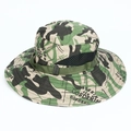 Detail of wide-brimmed camouflage fishing hat with breathable mesh and side brand print - One Size / Jungle Camouflage COSDENIM Style (6#)