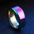 Regenbogenfarbener 8mm Edelstahlring mit polierter und abgeschrägter Kante - US 5 / Bunt