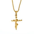 Collana a corda in acciaio inossidabile placcato oro 18K con ciondolo a croce floreale - Maggio / Oro