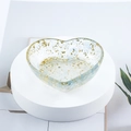 Heart-shaped crystal resin storage tray with gold foil and blue tinting finish - 06 Light Blue Glass + Gold Foil