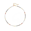 Handmade multi-color beaded necklace with gold-plated brass chain and adjustable clasp - Red Mixed Necklace