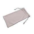 Light gray microfiber drawstring pouch for portable sunglasses and eyewear storage - 18*9CM / Gray